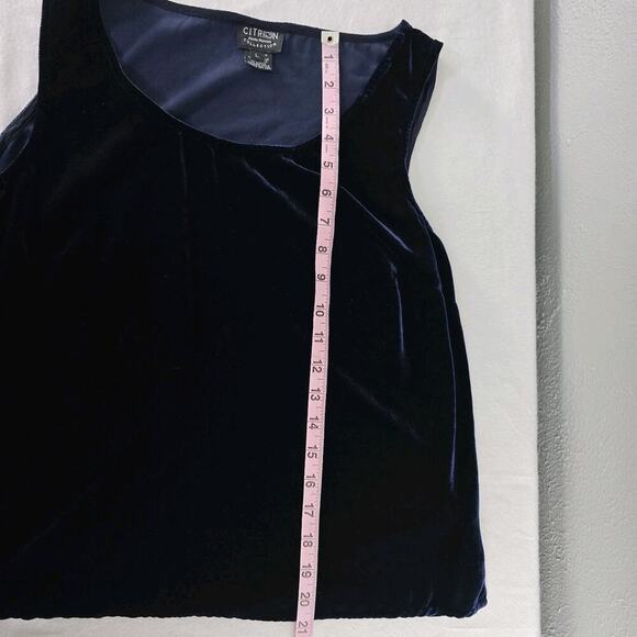 Citron Santa Monica Dark Blue Velvet Tank Top Rayon Silk Blend Large Whimsigoth - Picture 4 of 6